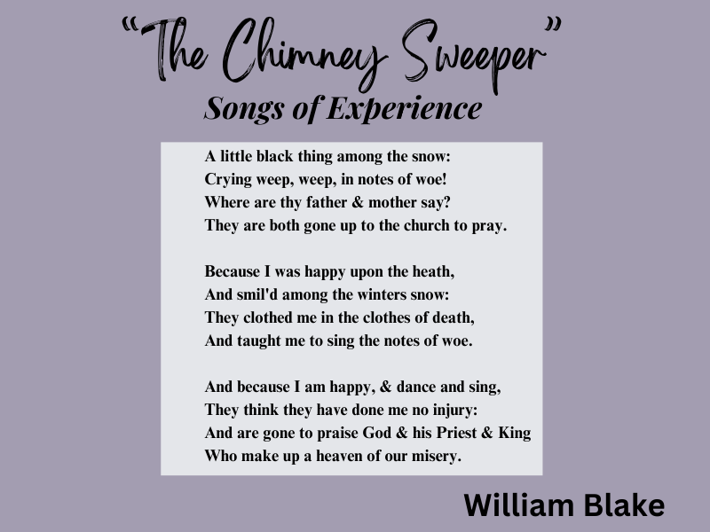 This image depicts the poem "The Chimney Sweeper" part two.